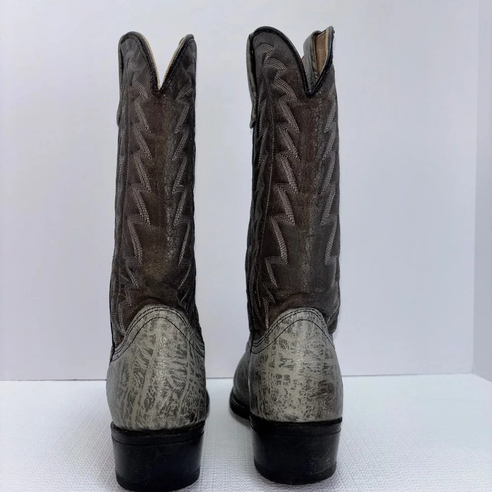 Women's Cowboy Western Boots Gray Patterned Leather Size 6 B - Picture 4 of 8